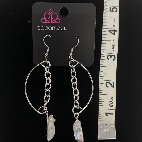 Paparazzi Fashion Jewelry Yin To My Yang White Hook Earrings - Picture 2 of 3